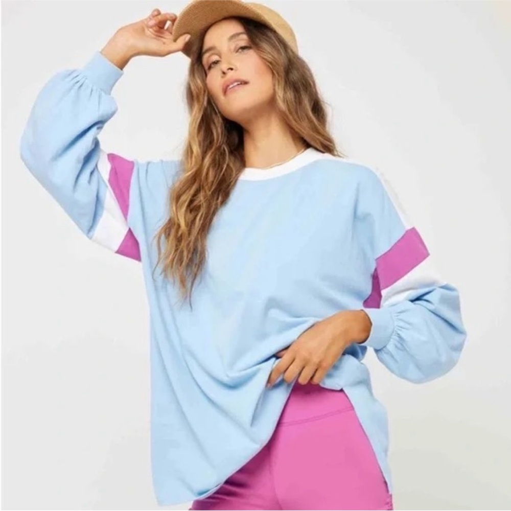 0107 - L*Space Light Blue and Pink Women's Sweatshirt